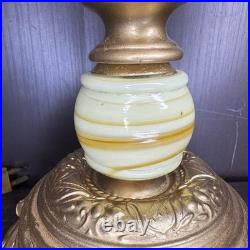 Uranium Slag Glass Lamp Houze Akro Agate Art Deco Antique Vintage Uranium Slag Glass Lamp Houze Akro Agate Art Deco Antique Vintage