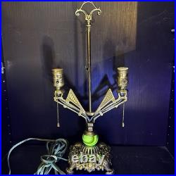 Uranium Slag Glass Lamp Restored Cast Iron Art Deco Antique Vtg Houze Akro Agate Uranium Slag Glass Lamp Restored Cast Iron Art Deco Antique Vtg Houze Akro Agate