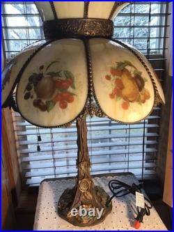 VERY Heavy 25 Slag Glass Fruit Design Vintage Table Lamp