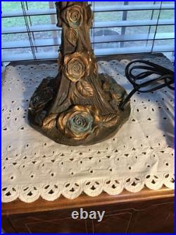 VERY Heavy 25 Slag Glass Fruit Design Vintage Table Lamp