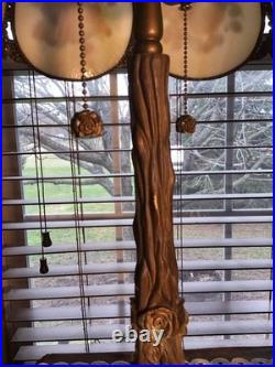 VERY Heavy 25 Slag Glass Fruit Design Vintage Table Lamp