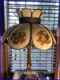 VERY Heavy 25 Slag Glass Fruit Design Vintage Table Lamp
