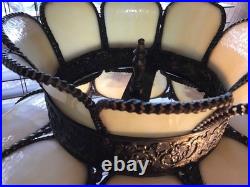 VERY Heavy 25 Slag Glass Fruit Design Vintage Table Lamp