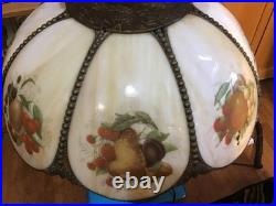 VERY Heavy 25 Slag Glass Fruit Design Vintage Table Lamp