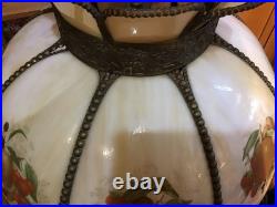 VERY Heavy 25 Slag Glass Fruit Design Vintage Table Lamp