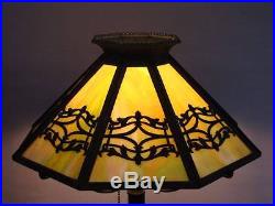 Vintage 1920's Bradley & Hubbard Slag Glass Panel Lamp, Excellent