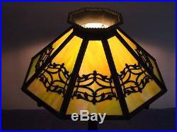 Vintage 1920's Bradley & Hubbard Slag Glass Panel Lamp, Excellent