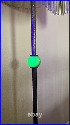VINTAGE Art Deco Uranium Slag Glass & Cast Iron Floor Lamp 86'