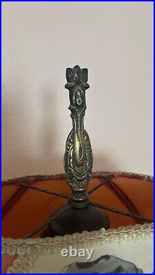 VINTAGE Art Deco Uranium Slag Glass & Cast Iron Floor Lamp 86'