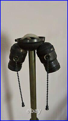 VINTAGE Art Deco Uranium Slag Glass & Cast Iron Floor Lamp 86'