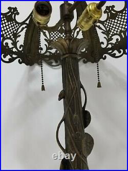 VTG 70s GIM Art Nouveau Metal Cutout Lamp Metal Floral Vine For Bent Slag Glass