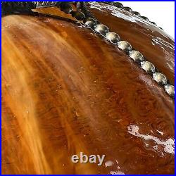 VTG 8 Panel Amber Tulip Slag Stained Glass Hanging Swag Ceiling Lamp Shade