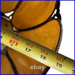 VTG 8 Panel Amber Tulip Slag Stained Glass Hanging Swag Ceiling Lamp Shade