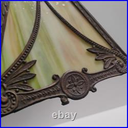 VTG Antique Arts & Crafts Era Hanging 6-Panel Slag Glass Lamp 8X16