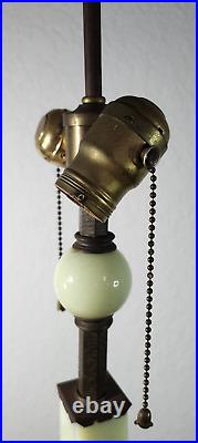 VTG Antique Jadeite Green Slag Glass Art Deco Table Lamp 2 Sockets TESTED WORKS