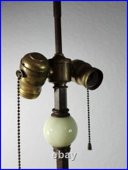 VTG Antique Jadeite Green Slag Glass Art Deco Table Lamp 2 Sockets TESTED WORKS