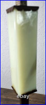 VTG Antique Jadeite Green Slag Glass Art Deco Table Lamp 2 Sockets TESTED WORKS