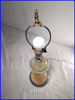 VTG Art Deco Chrome Slag Glass Table Electric Lighter Lamp