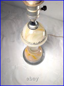 VTG Art Deco Chrome Slag Glass Table Electric Lighter Lamp