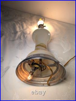 VTG Art Deco Chrome Slag Glass Table Electric Lighter Lamp VTG Art Deco Chrome Slag Glass Table Electric Lighter Lamp