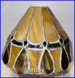 VTG Art Deco Style Stained Slag Glass Swag Lamp Shape 8 Wide 5 Tall