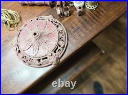 VTG Cast Iron Floor Lamp Comedy Mask Bridge Slag Ball Spacer #50 Art Deco Base