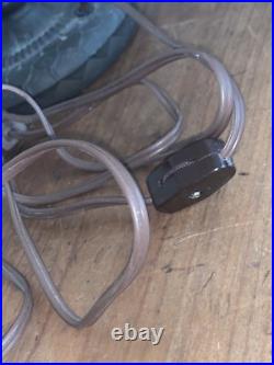 VTG Green Leaves Stained Slag Glass Lamp Shade Scalloped 24.5T Lamp Metal Base