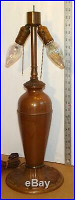 VTG Miller Table Lamp Base Antique Lamp Copper Finish For Slag Glass Lamp Shade