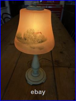 VTG Moe-Bridges Reverse Painting Slag Glass Table Lamp Milwaukee USA