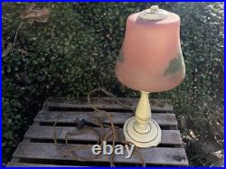 VTG Moe-Bridges Reverse Painting Slag Glass Table Lamp Milwaukee USA