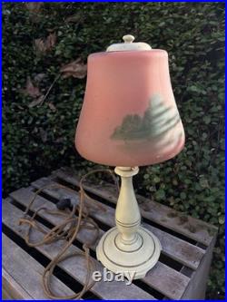 VTG Moe-Bridges Reverse Painting Slag Glass Table Lamp Milwaukee USA