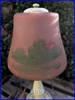 VTG Moe-Bridges Reverse Painting Slag Glass Table Lamp Milwaukee USA
