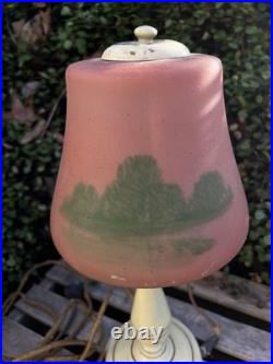 VTG Moe-Bridges Reverse Painting Slag Glass Table Lamp Milwaukee USA