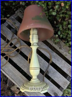 VTG Moe-Bridges Reverse Painting Slag Glass Table Lamp Milwaukee USA