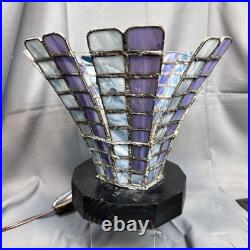 VTG Primitave Unique Handmade Slag Glass Electric Table Tulip shape Lamp VIDEO VTG Primitave Unique Handmade Slag Glass Electric Table Tulip shape Lamp VIDEO