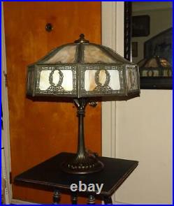VTG Wilkinson #377 Table Lamp with Shade Antique Slag Glass Lamp Original Finish