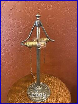 Verdigris Brass Bradley Hubbard Lamp For Slag Leaded Stained Glass Tiffany Era