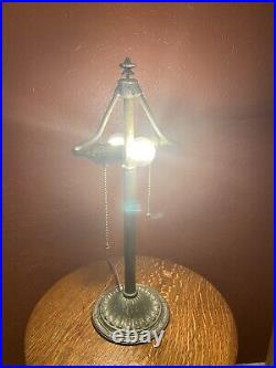 Verdigris Brass Bradley Hubbard Lamp For Slag Leaded Stained Glass Tiffany Era