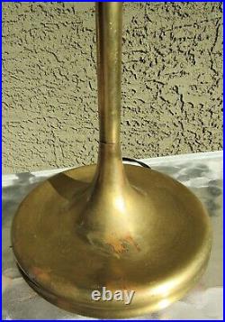 Very Fine Antique Art Nouveau Bronze Slag Glass Shade Tiffany Style Lamp