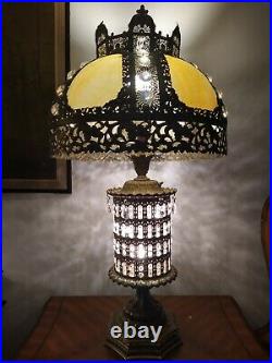 Very Large Antique Slag Glass Lamp Slag Glass Table Lamp1950s 37''X20''X20'