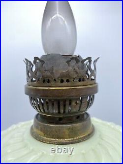 Victorian Art NOUVEAU 14 Vaseline Uranium & Cast Iron Electrified Lamp RARE