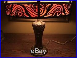 Victorian Arts Crafts Vintage Slag Glass Bradley Hubbard Handel Era Lamp NR
