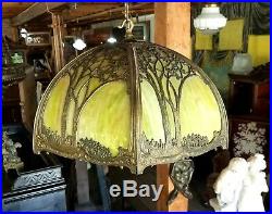 Victorian Slag Glass Overlay Ceiling Lamp Fixture