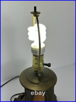 Victorian Slag Glass Table Lamp with Night Light 17 Heavy Spelter Metal Antique Victorian Slag Glass Table Lamp with Night Light 17 Heavy Spelter Metal Antique