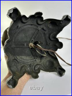 Victorian Slag Glass Table Lamp with Night Light 17 Heavy Spelter Metal Antique