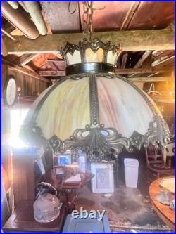 Victorian Slag glass Hanging Lamp 12IN HIGH X 20 LONG