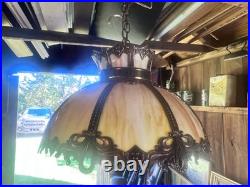 Victorian Slag glass Hanging Lamp 12IN HIGH X 20 LONG