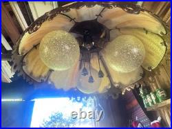 Victorian Slag glass Hanging Lamp 12IN HIGH X 20 LONG