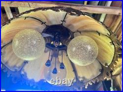 Victorian Slag glass Hanging Lamp 12IN HIGH X 20 LONG