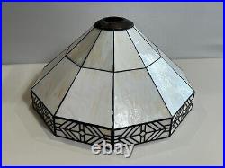 Vintage 10 Panel Slag Glass Art Crafts Mission Tiffany Style Lamp Shade, 1 5/8